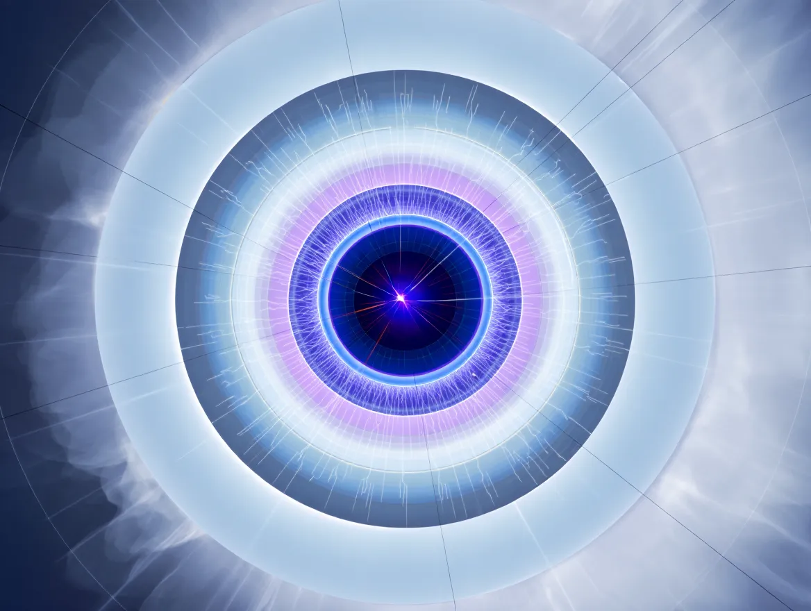 Abstrakt geometrisk visualisering av gjenopprettingsprosessen med konsentriske sirkler som viser overgangen fra stress til hvile